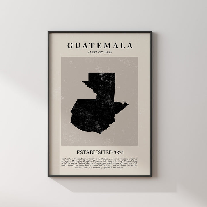 Guatemala Map Vintage Abstract Wall Art Print Picasso + Matisse Inspired Travel Poster