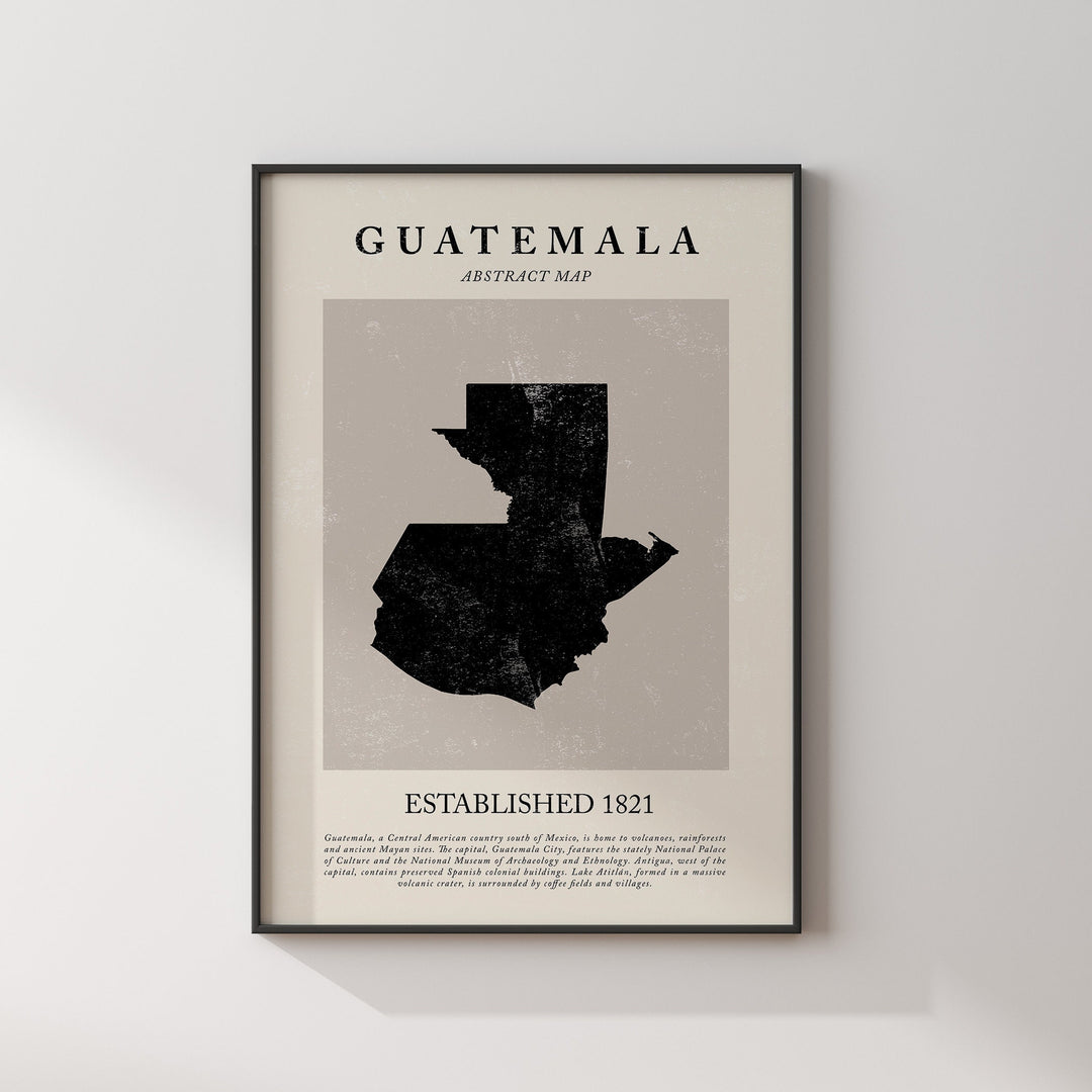 Guatemala Map Vintage Abstract Wall Art Print Picasso + Matisse Inspired Travel Poster