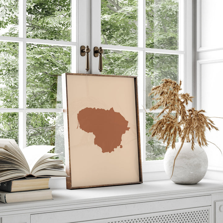 Lithuania Map Boho Wall Art Print Mid Century Travel Poster