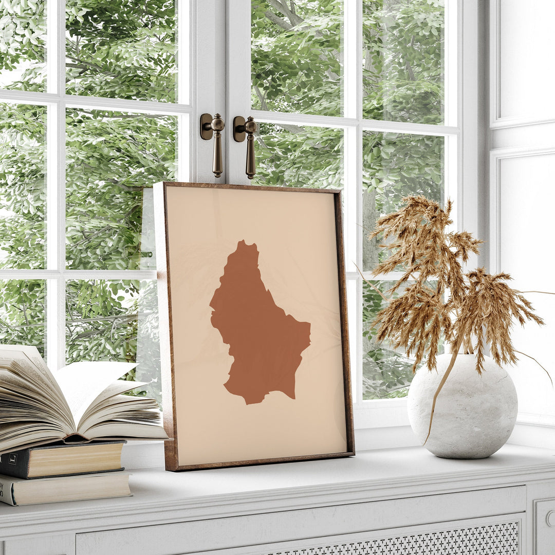 Luxembourg Map Boho Wall Art Print Mid Century Travel Poster