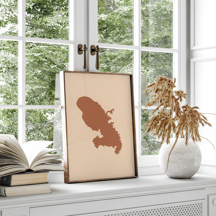 Martinique Map Boho Wall Art Print Mid Century Travel Poster