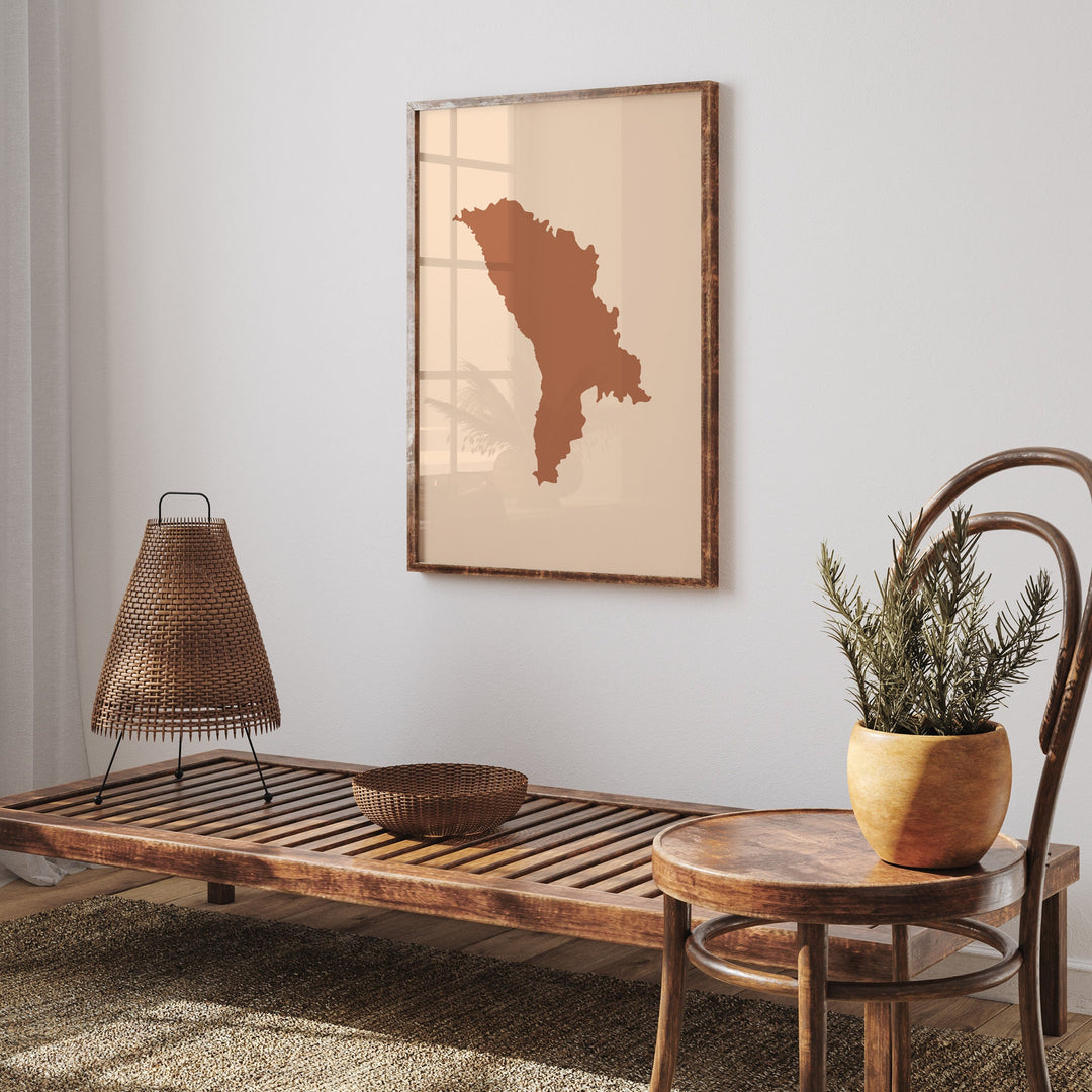 Moldova Map Boho Wall Art Print Mid Century Travel Poster