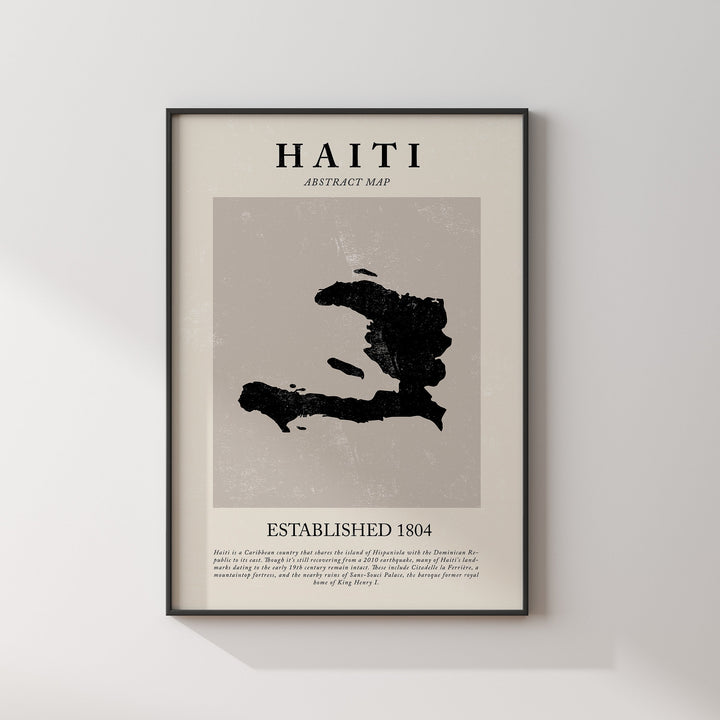 Haiti Map Vintage Abstract Wall Art Print Picasso + Matisse Inspired Travel Poster