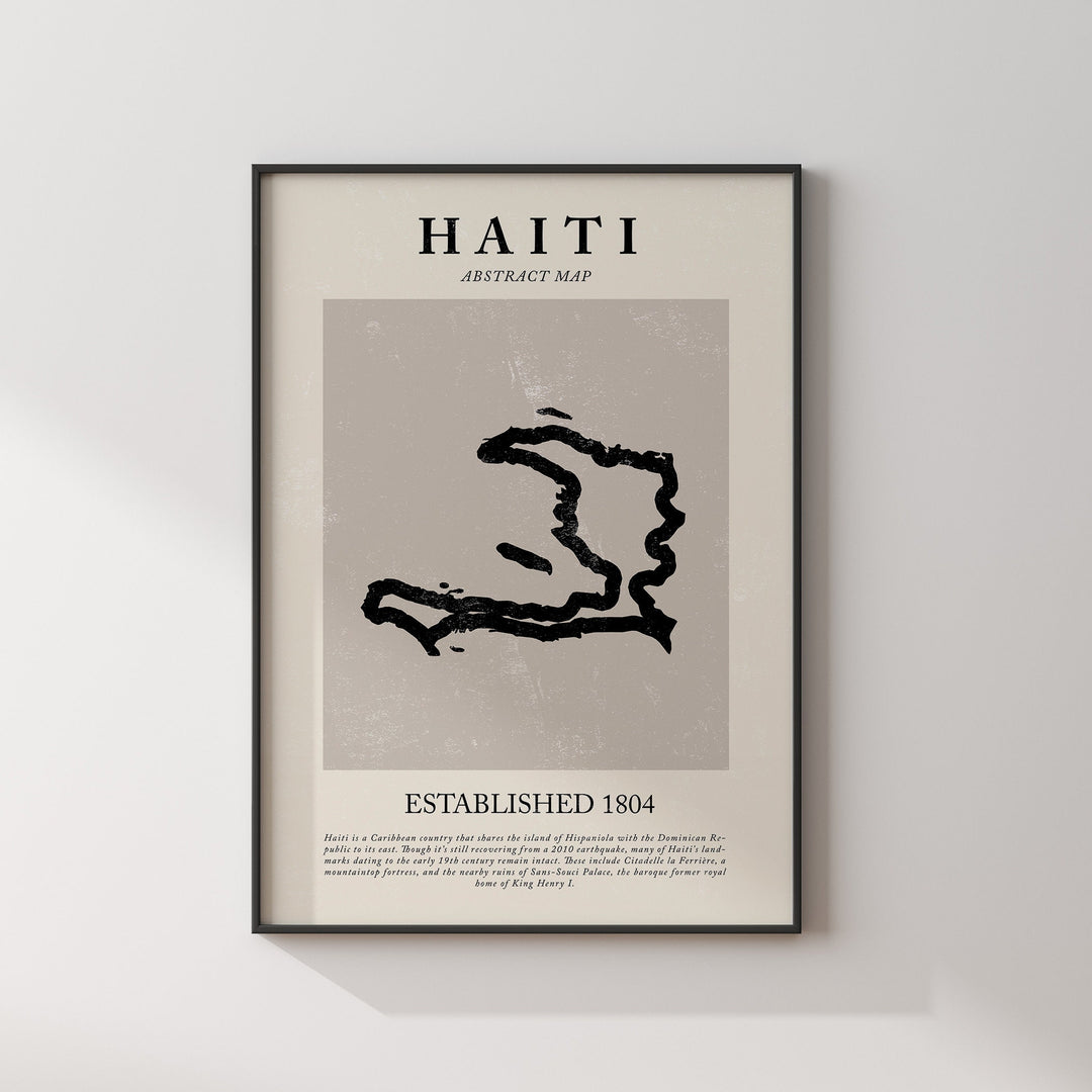 Haiti Map Vintage Abstract Wall Art Print Picasso + Matisse Inspired Travel Poster