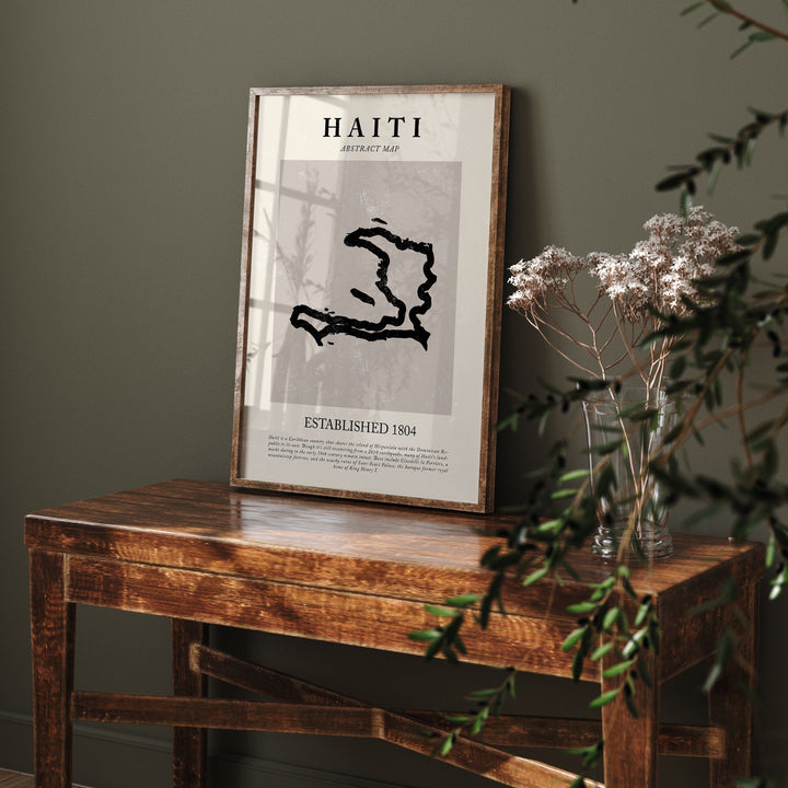Haiti Map Vintage Abstract Wall Art Print Picasso + Matisse Inspired Travel Poster