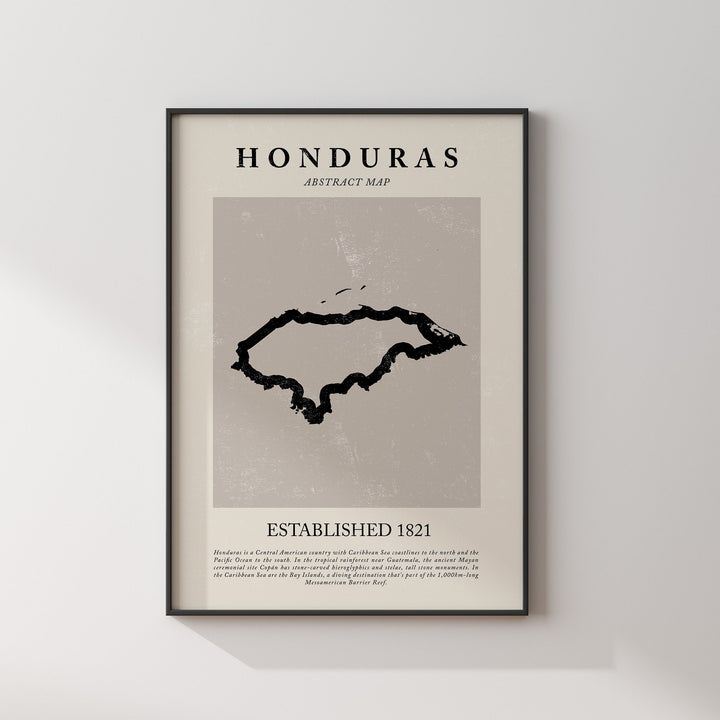 Honduras Map Vintage Abstract Wall Art Print Picasso + Matisse Inspired Travel Poster