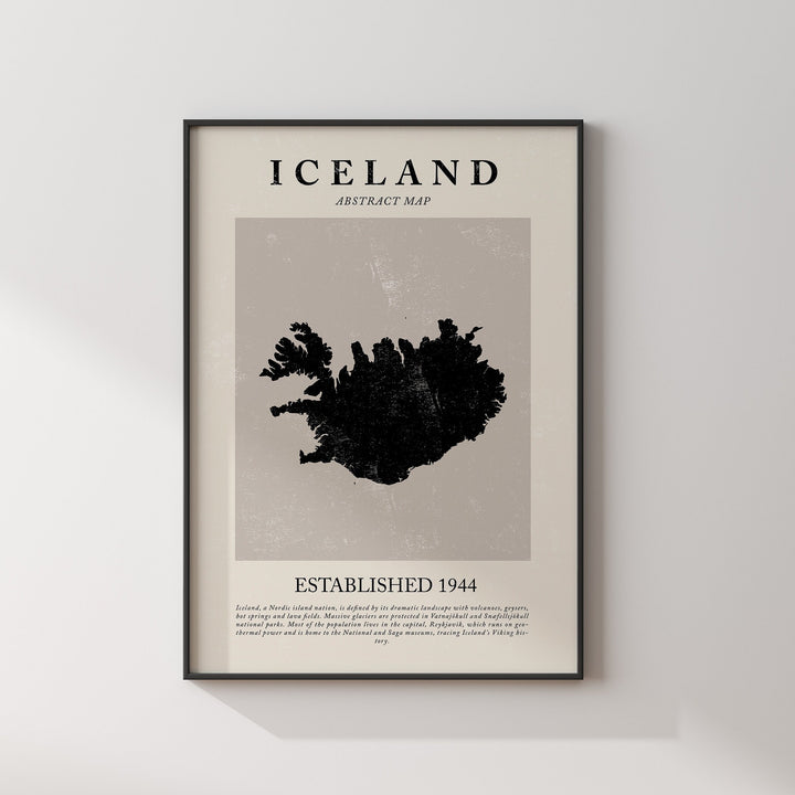 Iceland Map Vintage Abstract Wall Art Print Picasso + Matisse Inspired Travel Poster
