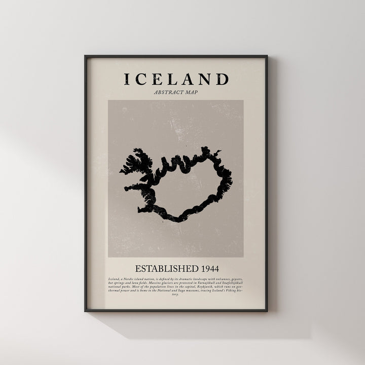 Iceland Map Vintage Abstract Wall Art Print Picasso + Matisse Inspired Travel Poster
