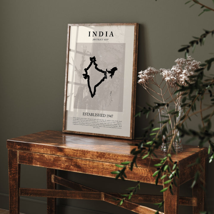India Map Vintage Abstract Wall Art Print Picasso + Matisse Inspired Travel Poster
