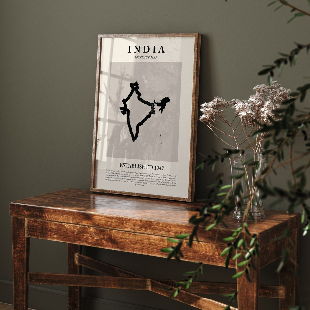 India Map Vintage Abstract Wall Art Print Picasso + Matisse Inspired Travel Poster
