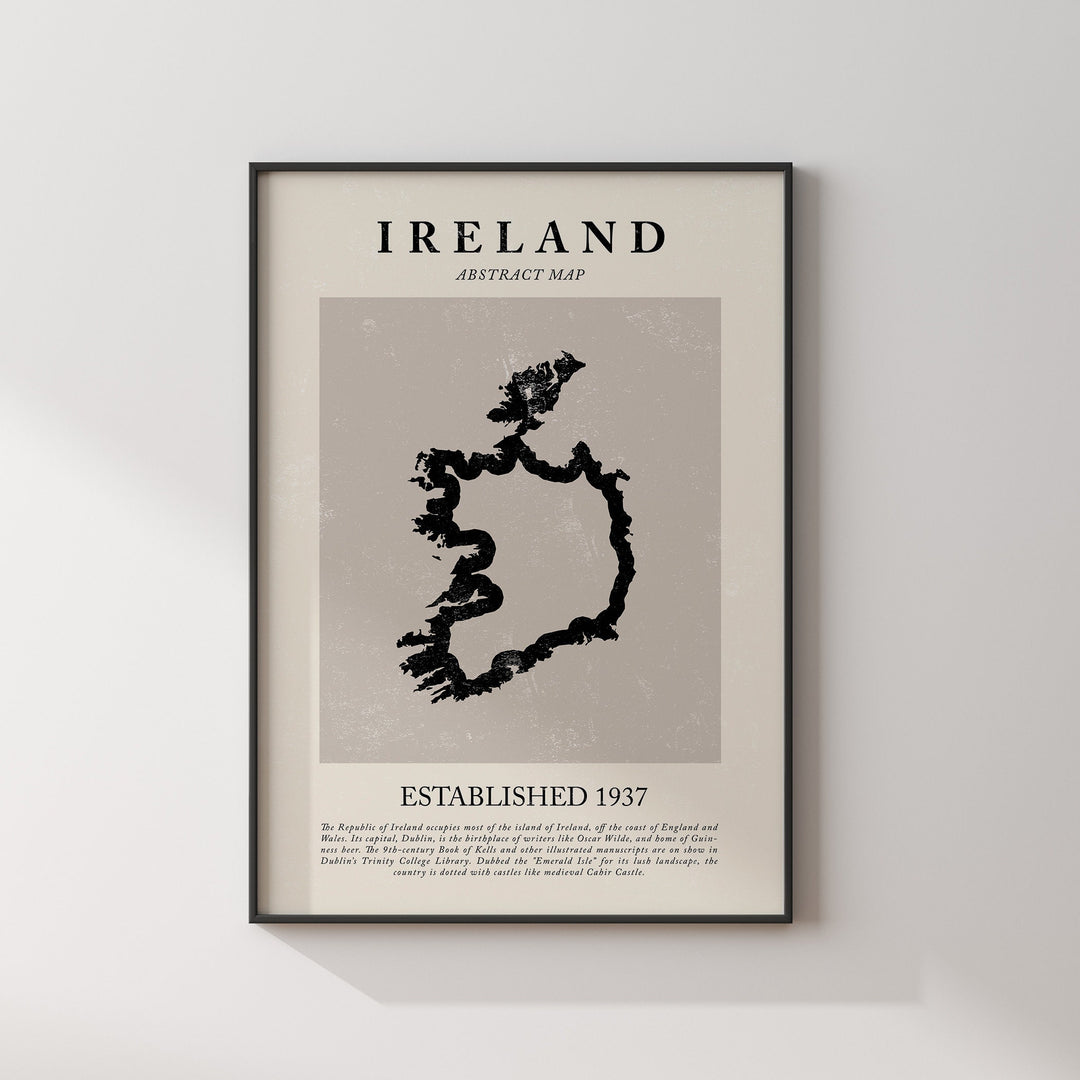 Republic of Ireland Map Vintage Abstract Wall Art Print Picasso + Matisse Inspired Travel Poster