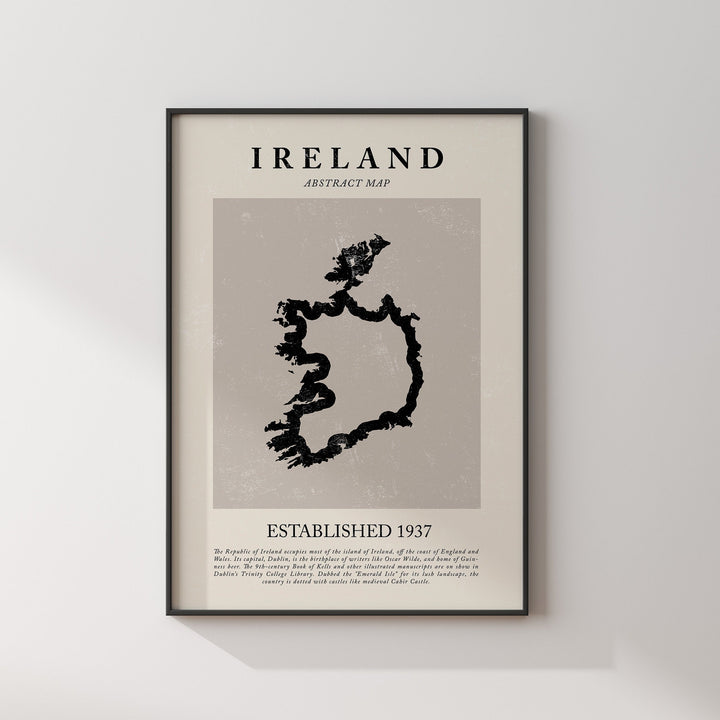 Republic of Ireland Map Vintage Abstract Wall Art Print Picasso + Matisse Inspired Travel Poster