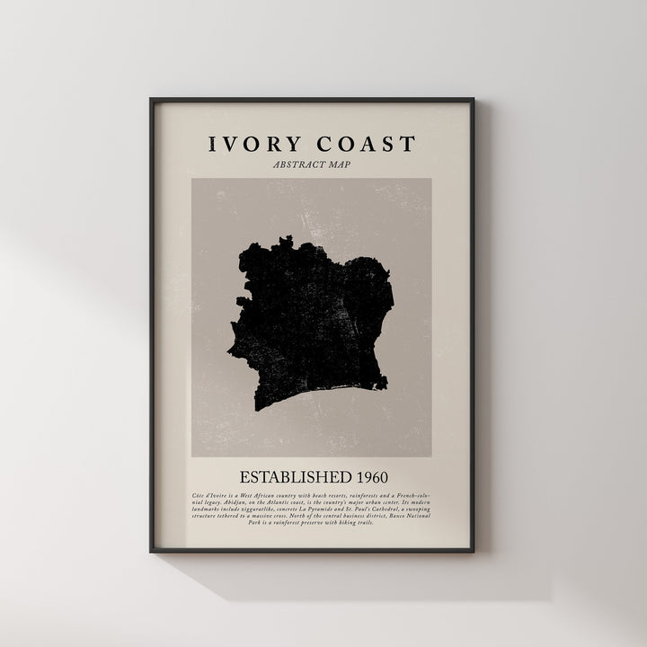 Ivory Coast Map Vintage Abstract Wall Art Print Picasso + Matisse Inspired Travel Poster