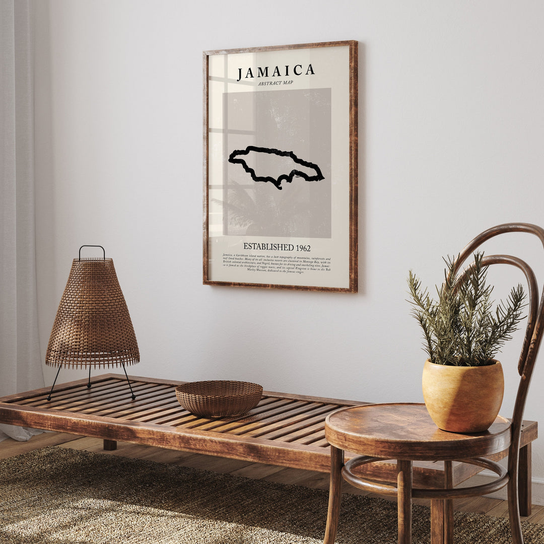 Jamaica Map Vintage Abstract Wall Art Print Picasso + Matisse Inspired Travel Poster