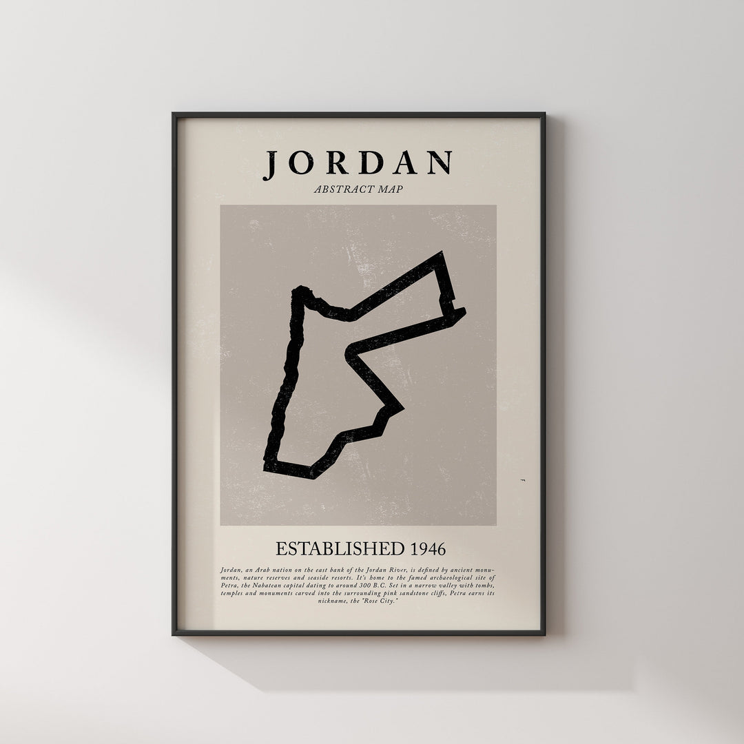 Jordan Map Vintage Abstract Wall Art Print Picasso + Matisse Inspired Travel Poster
