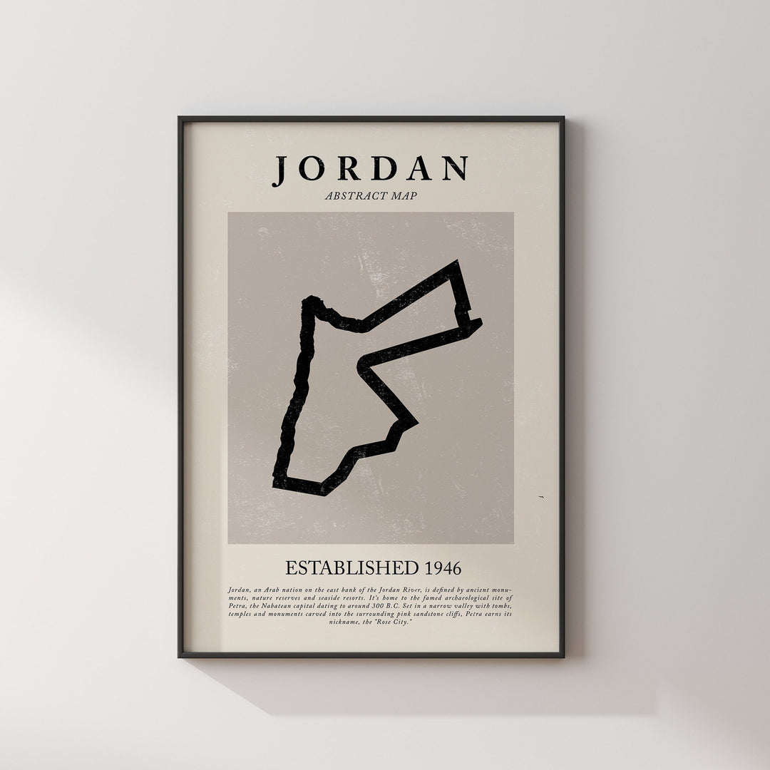 Jordan Map Vintage Abstract Wall Art Print Picasso + Matisse Inspired Travel Poster