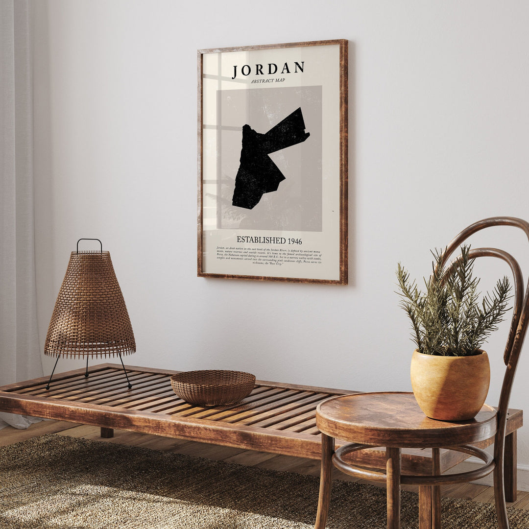 Jordan Map Vintage Abstract Wall Art Print Picasso + Matisse Inspired Travel Poster