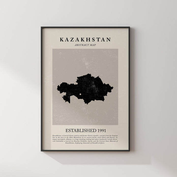 Kazakhstan Map Vintage Abstract Wall Art Print Picasso + Matisse Inspired Travel Poster