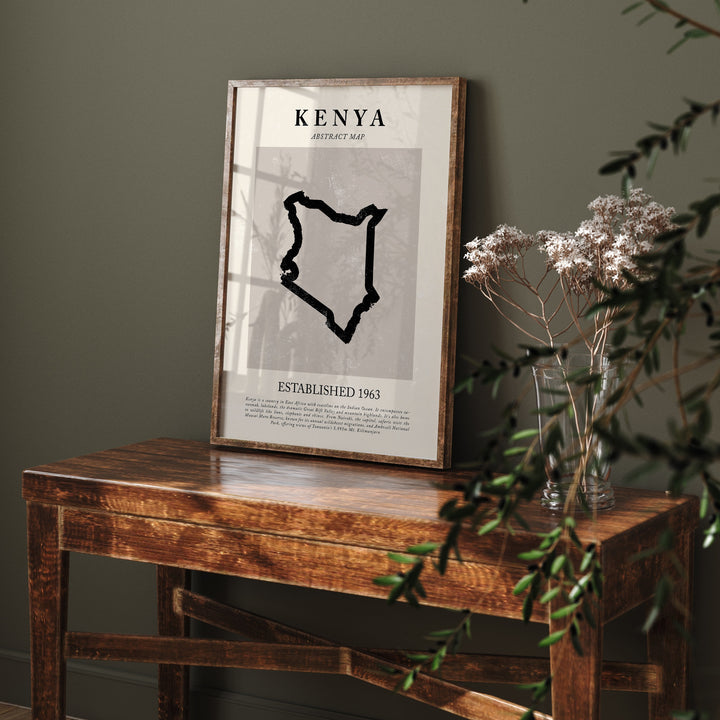 Kenya Map Vintage Abstract Wall Art Print Picasso + Matisse Inspired Travel Poster