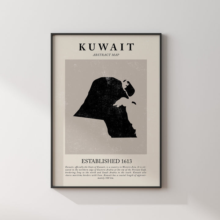 Kuwait Map Vintage Abstract Wall Art Print Picasso + Matisse Inspired Travel Poster