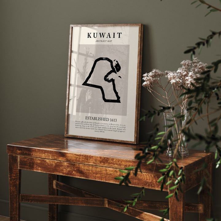 Kuwait Map Vintage Abstract Wall Art Print Picasso + Matisse Inspired Travel Poster