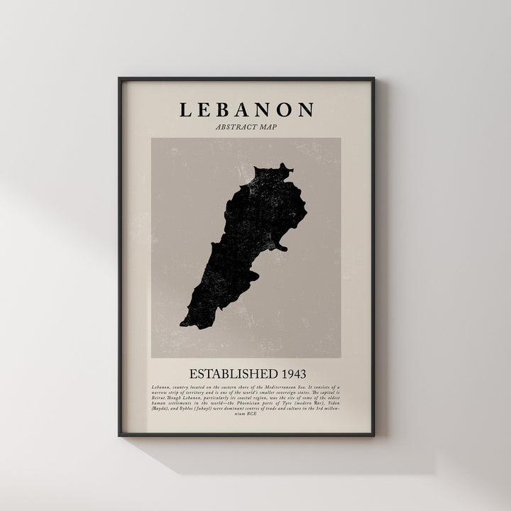 Lebanon Map Vintage Abstract Wall Art Print Picasso + Matisse Inspired Travel Poster