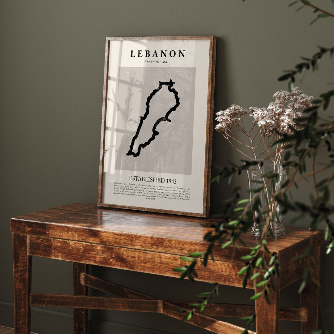 Lebanon Map Vintage Abstract Wall Art Print Picasso + Matisse Inspired Travel Poster