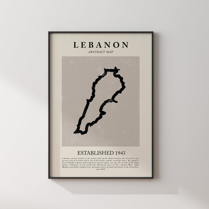 Lebanon Map Vintage Abstract Wall Art Print Picasso + Matisse Inspired Travel Poster