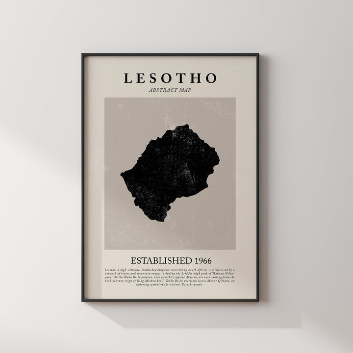 Lesotho Map Vintage Abstract Wall Art Print Picasso + Matisse Inspired Travel Poster