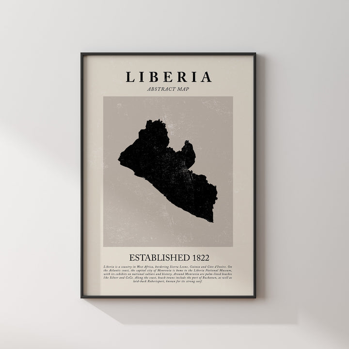 Liberia Map Vintage Abstract Wall Art Print Picasso + Matisse Inspired Travel Poster