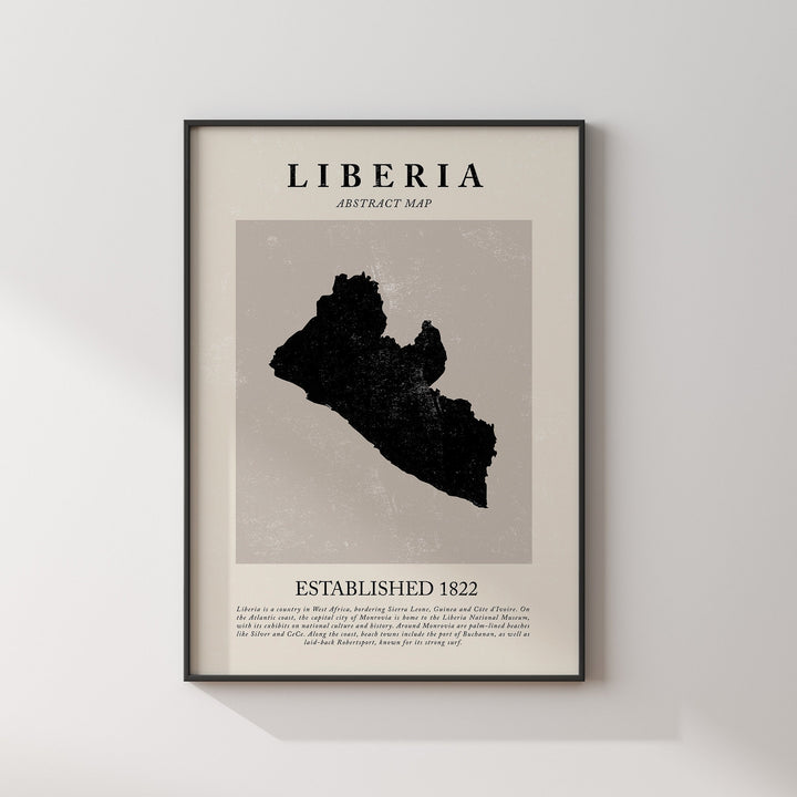 Liberia Map Vintage Abstract Wall Art Print Picasso + Matisse Inspired Travel Poster