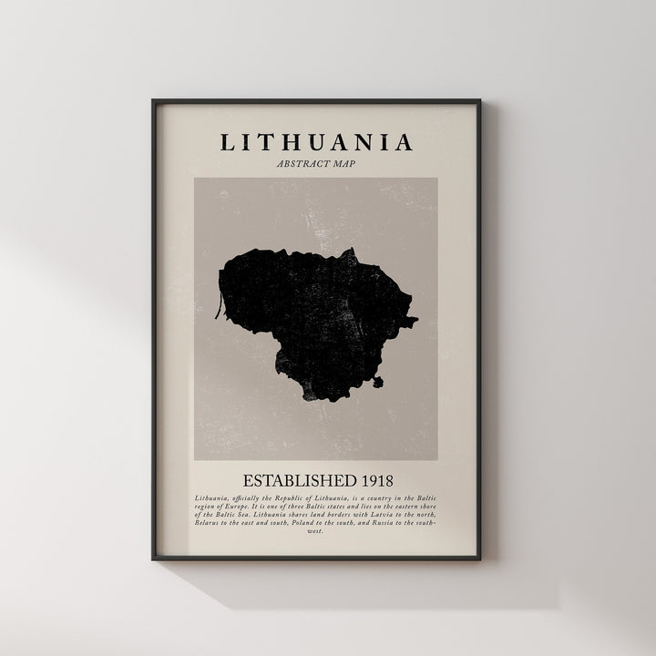 Lithuania Map Vintage Abstract Wall Art Print Picasso + Matisse Inspired Travel Poster