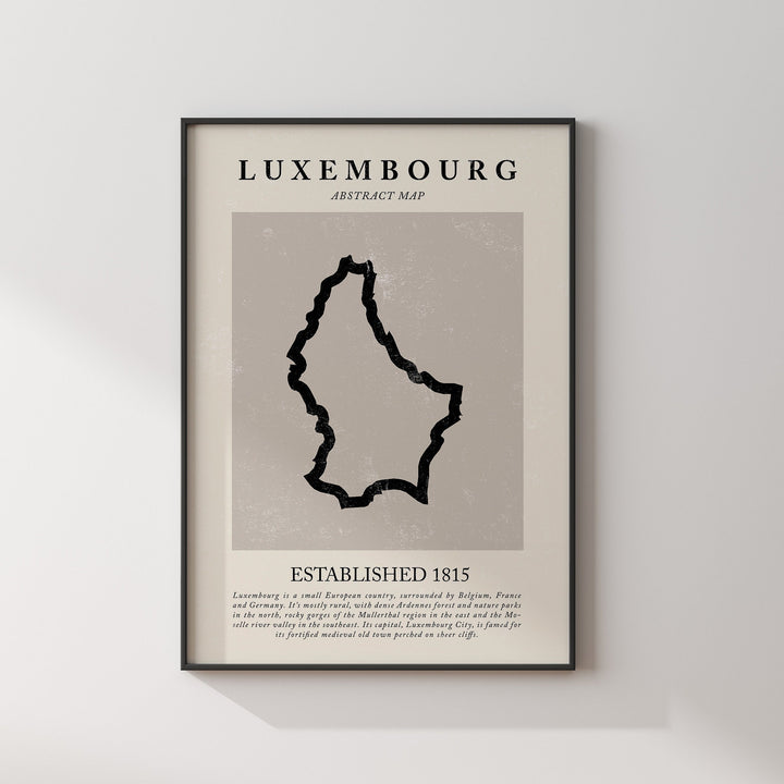 Luxembourg Map Vintage Abstract Wall Art Print Picasso + Matisse Inspired Travel Poster
