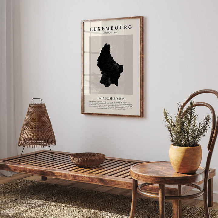 Luxembourg Map Vintage Abstract Wall Art Print Picasso + Matisse Inspired Travel Poster