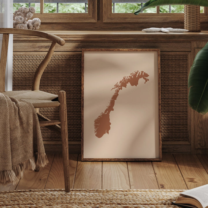Norway Map Boho Wall Art Print Mid Century Travel Poster