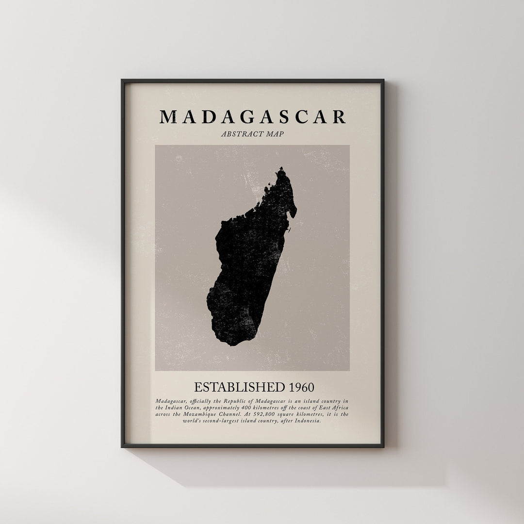 Madagascar Map Vintage Abstract Wall Art Print Picasso + Matisse Inspired Travel Poster