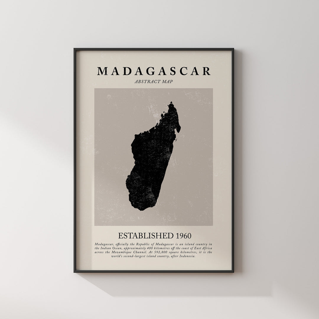 Madagascar Map Vintage Abstract Wall Art Print Picasso + Matisse Inspired Travel Poster