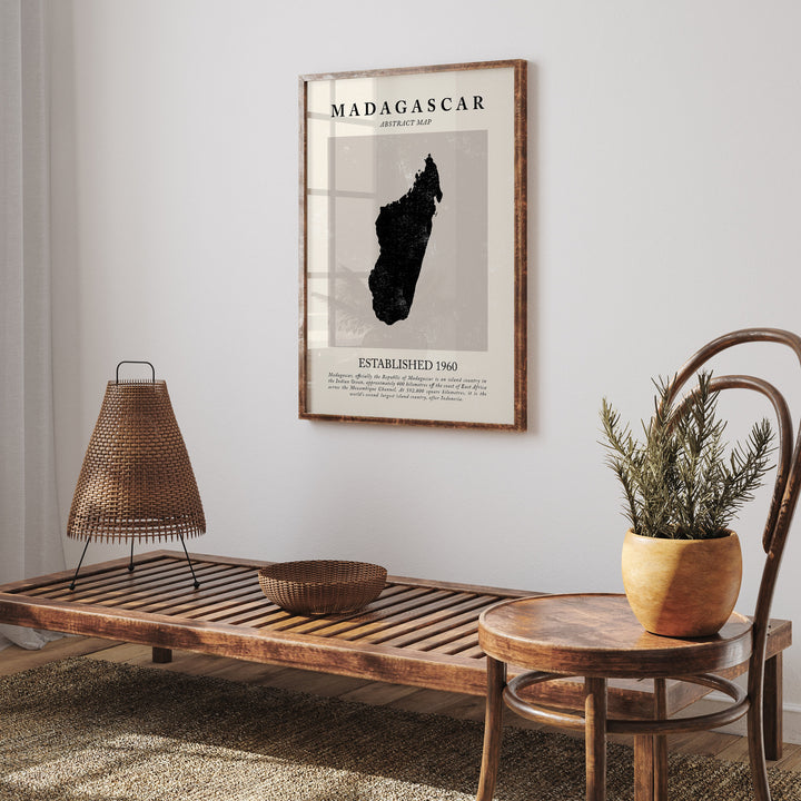 Madagascar Map Vintage Abstract Wall Art Print Picasso + Matisse Inspired Travel Poster
