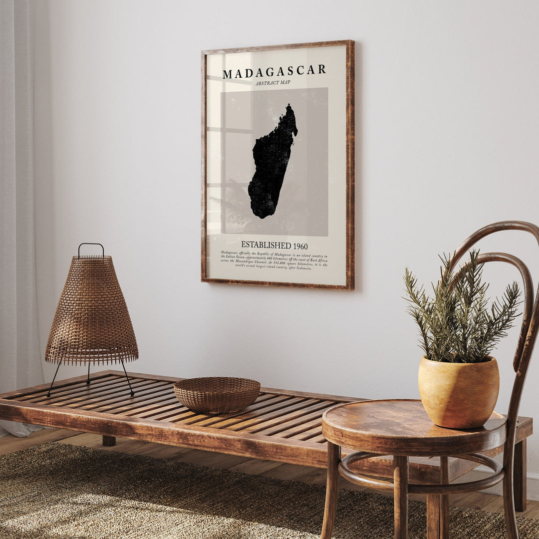 Madagascar Map Vintage Abstract Wall Art Print Picasso + Matisse Inspired Travel Poster