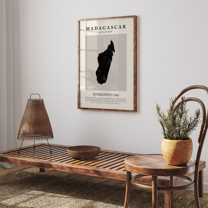 Madagascar Map Vintage Abstract Wall Art Print Picasso + Matisse Inspired Travel Poster