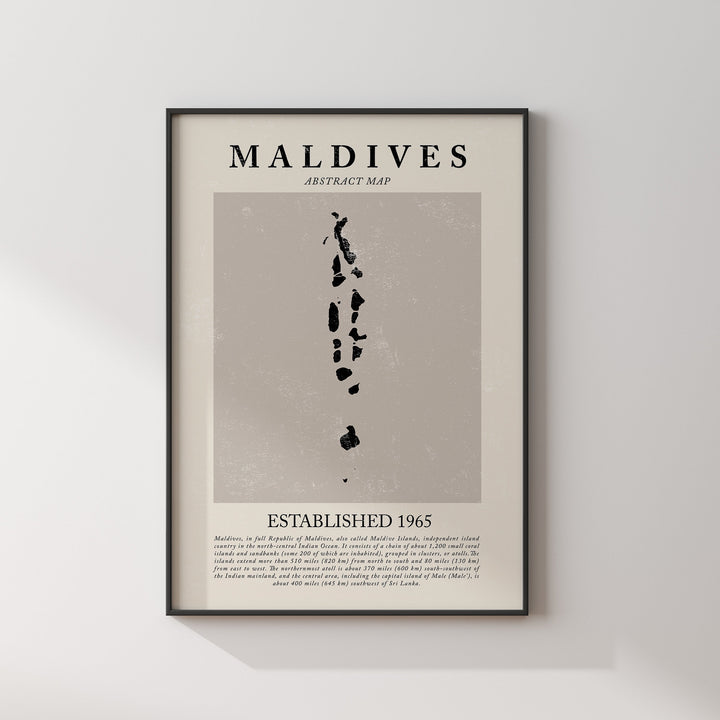 Maldives Map Vintage Abstract Wall Art Print Picasso + Matisse Inspired Travel Poster