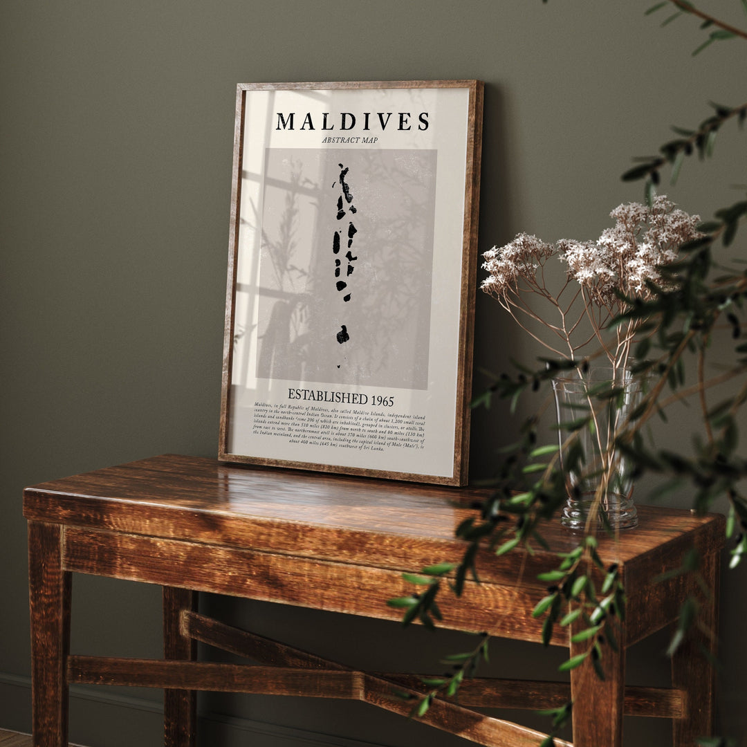 Maldives Map Vintage Abstract Wall Art Print Picasso + Matisse Inspired Travel Poster