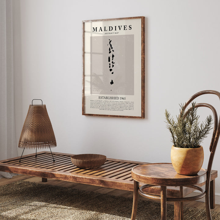 Maldives Map Vintage Abstract Wall Art Print Picasso + Matisse Inspired Travel Poster