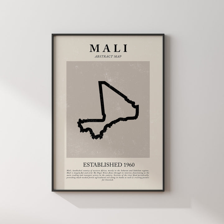 Mali Map Vintage Abstract Wall Art Print Picasso + Matisse Inspired Travel Poster