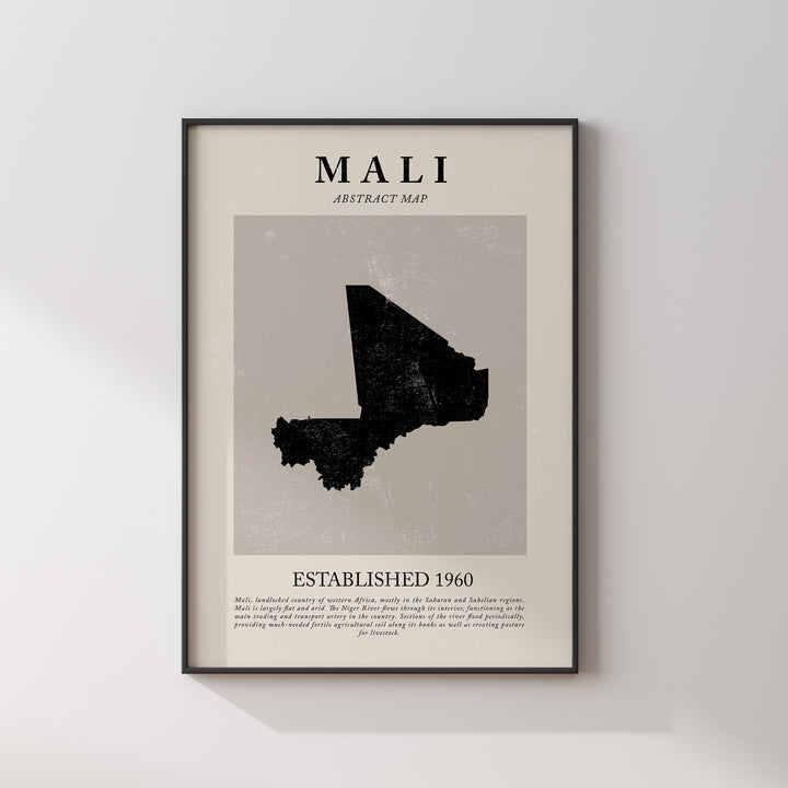 Mali Map Vintage Abstract Wall Art Print Picasso + Matisse Inspired Travel Poster