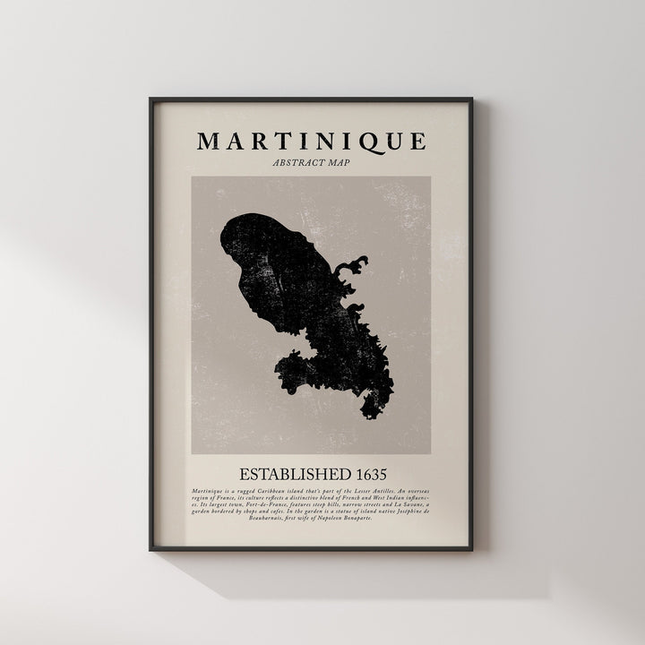 Martinique Map Vintage Abstract Wall Art Print Picasso + Matisse Inspired Travel Poster