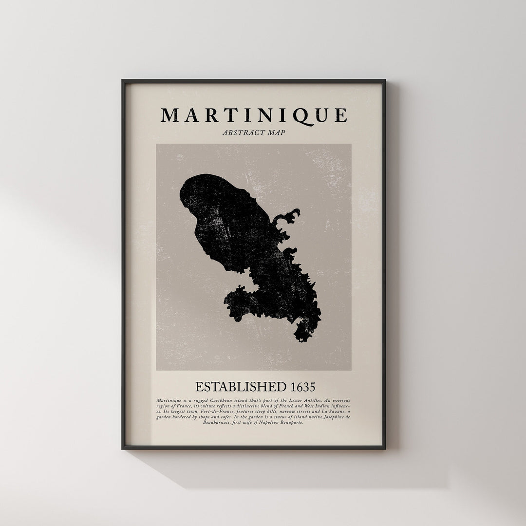 Martinique Map Vintage Abstract Wall Art Print Picasso + Matisse Inspired Travel Poster