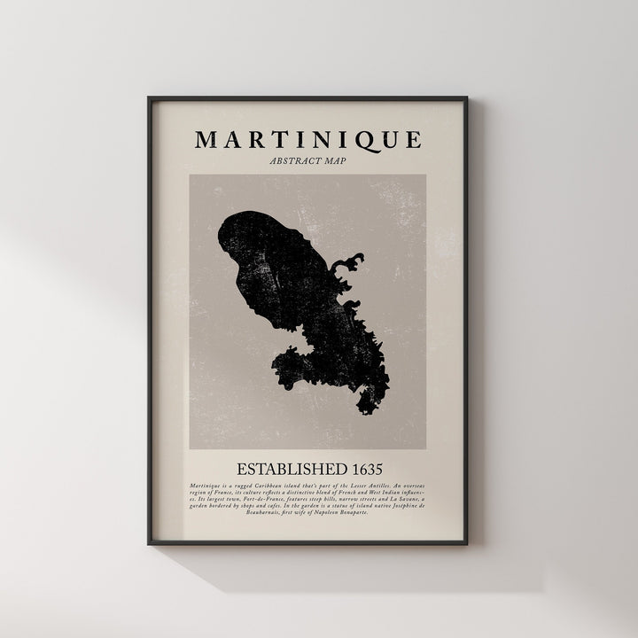 Martinique Map Vintage Abstract Wall Art Print Picasso + Matisse Inspired Travel Poster