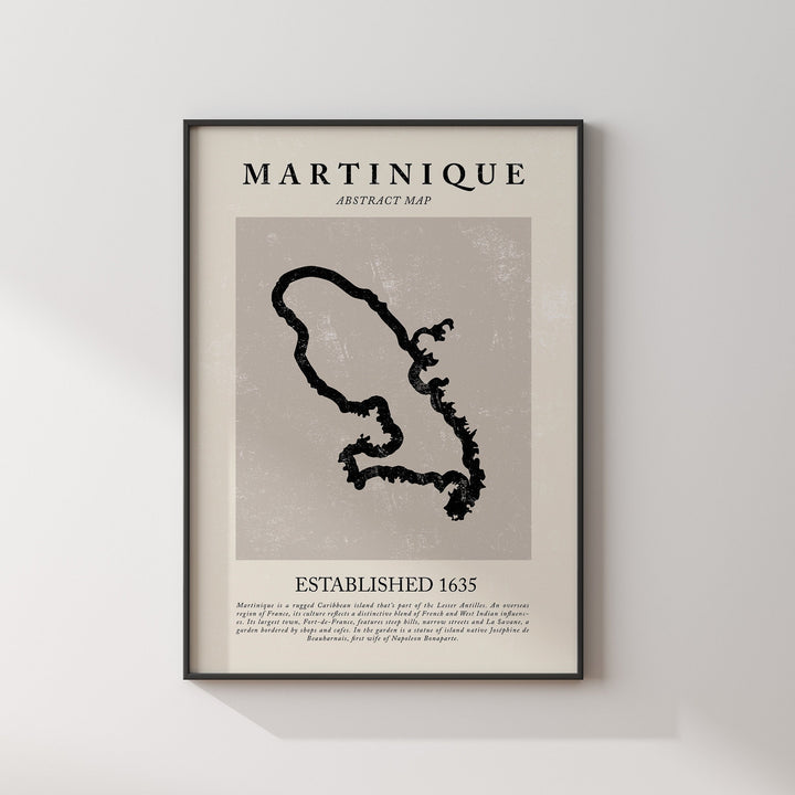 Martinique Map Vintage Abstract Wall Art Print Picasso + Matisse Inspired Travel Poster