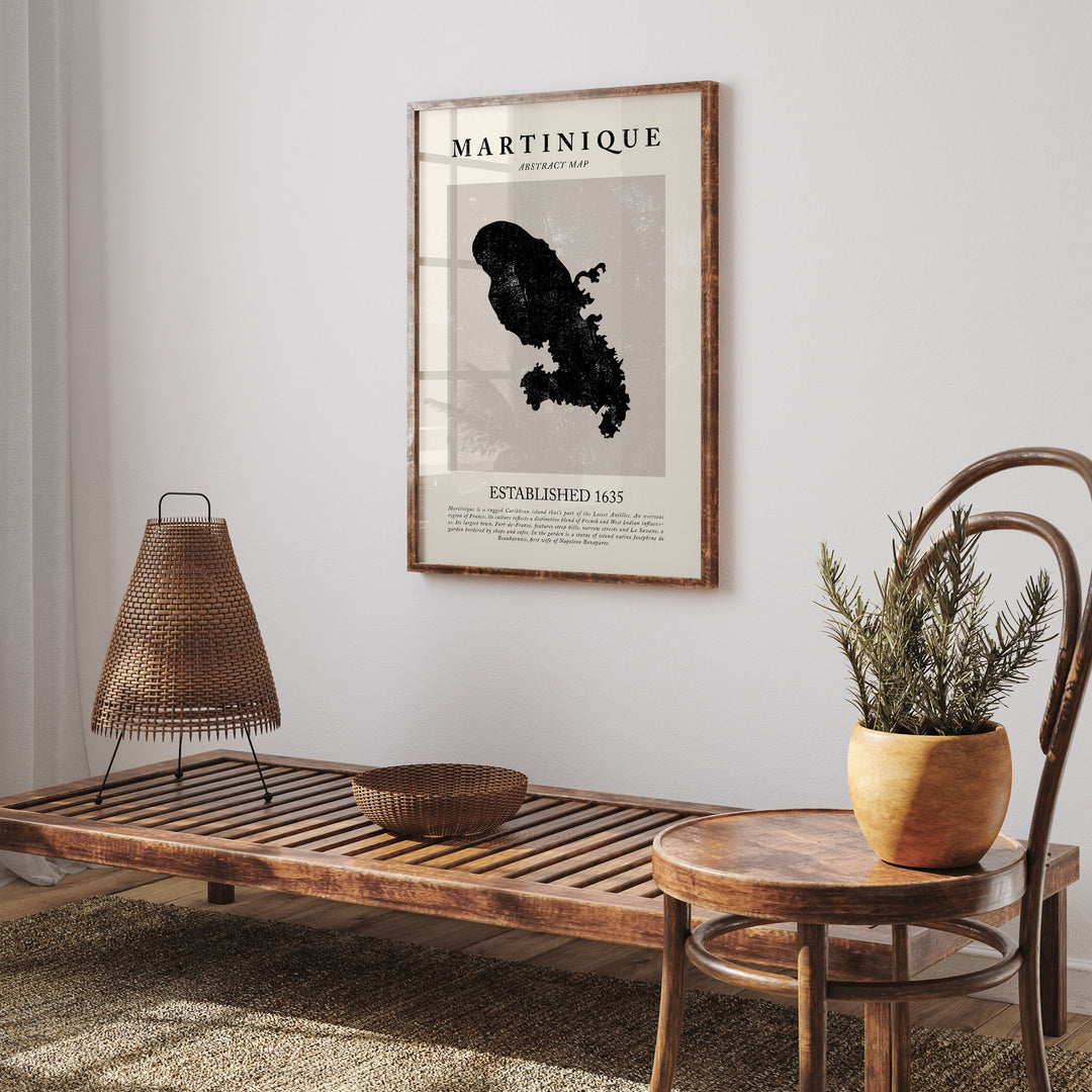 Martinique Map Vintage Abstract Wall Art Print Picasso + Matisse Inspired Travel Poster